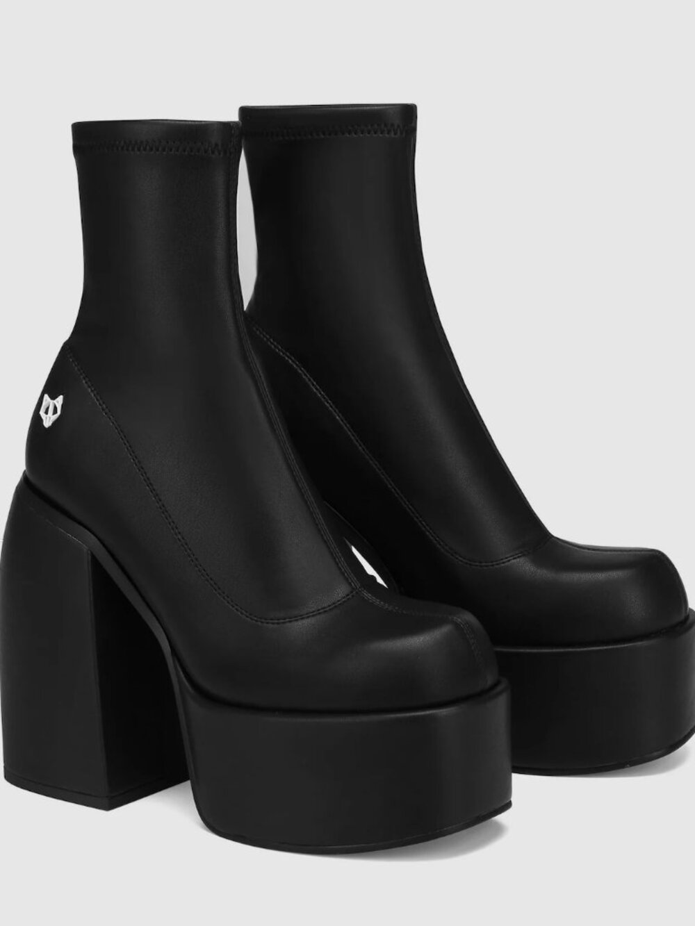 Naked Wolfe Sugar Black Stretch Platform Boots Size 8 NWOT Chunky Goth